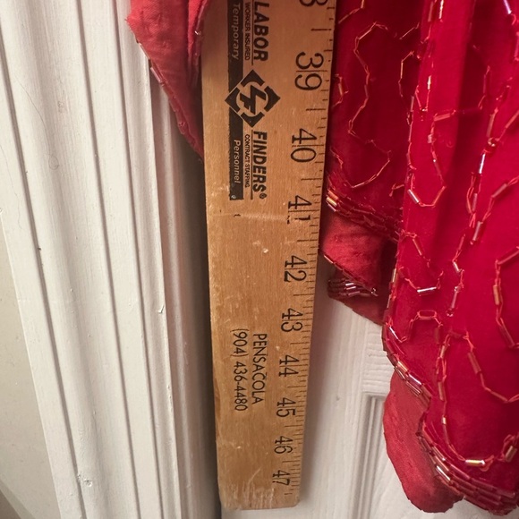 Vintage Red Beaded Silk Gatsby Flapper Dress Women’s XL - Picture 5 of 10